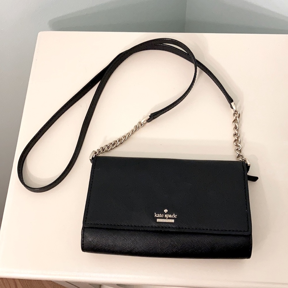Black Kate Spade clutch crossbody purse